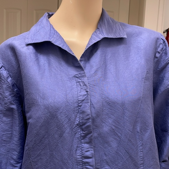 Chico’s Women’s Blue Silk 3/4 Sleeve Blouse Size 16 (Chico’s 3) - Picture 6 of 8